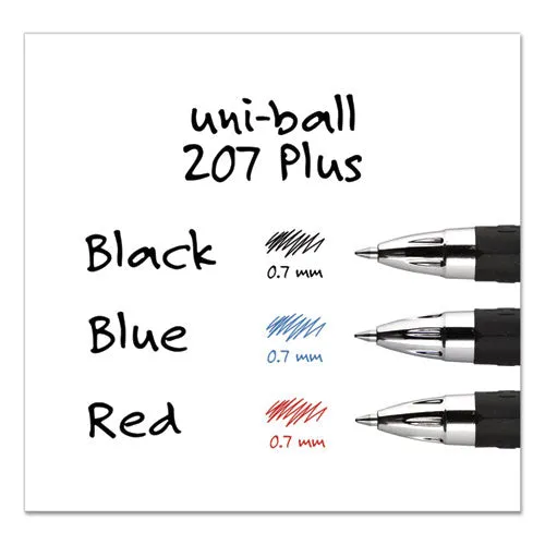 207 Plus  Gel Pen, Retractable, Medium 0.7 Mm, Assorted Ink Colors, Black Barrel, 6-pack