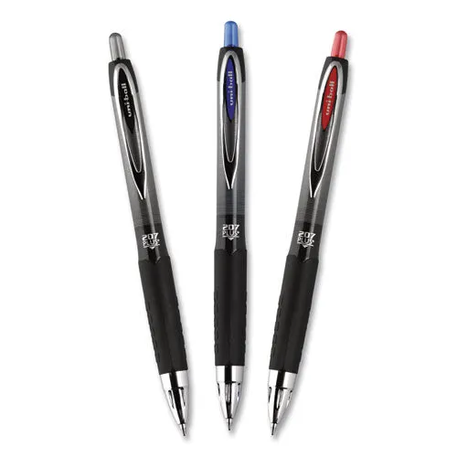 207 Plus  Gel Pen, Retractable, Medium 0.7 Mm, Assorted Ink Colors, Black Barrel, 6-pack