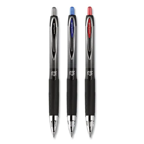 207 Plus  Gel Pen, Retractable, Medium 0.7 Mm, Assorted Ink Colors, Black Barrel, 6-pack