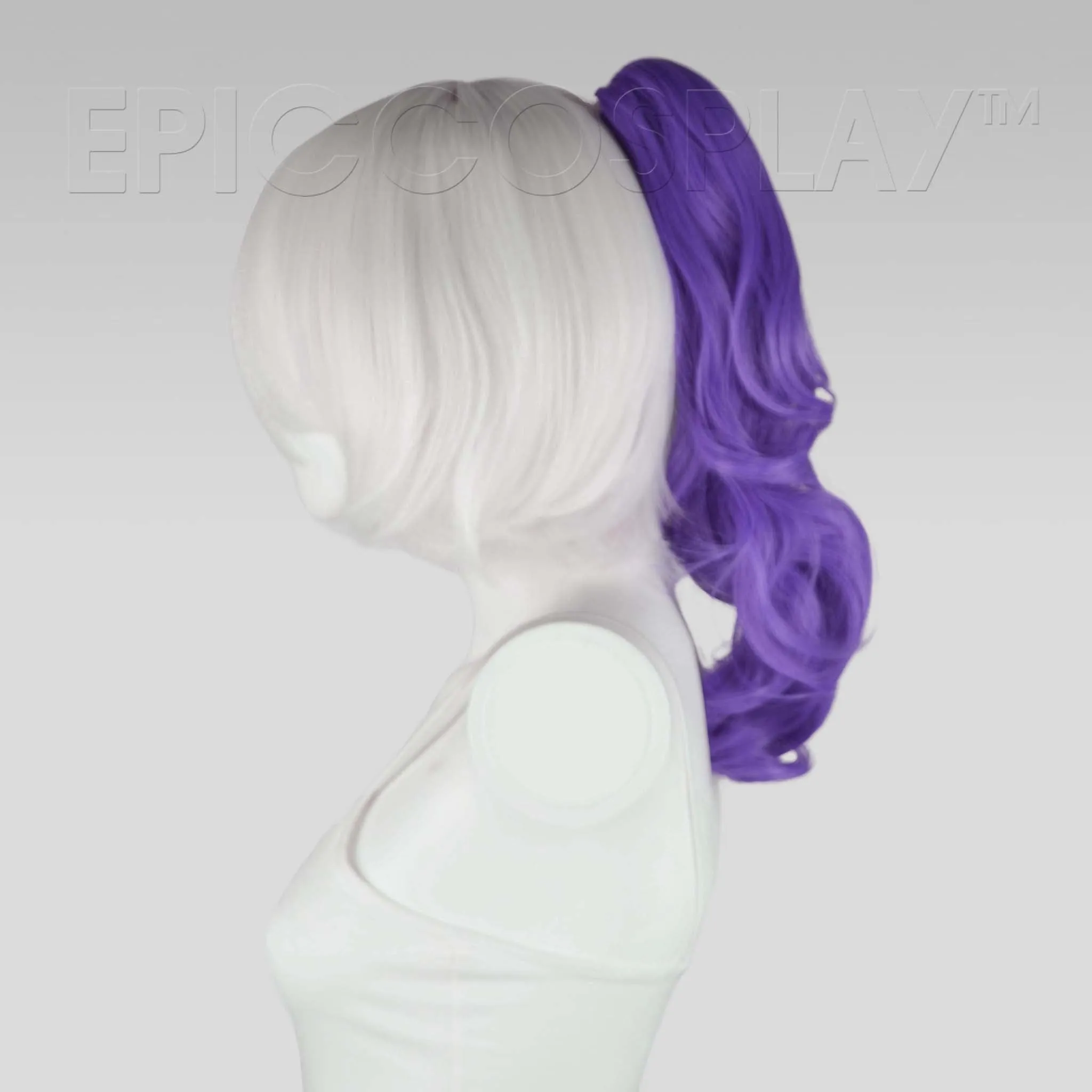 20" Classic Purple Mix Wavy Curly Ponytail Clipon