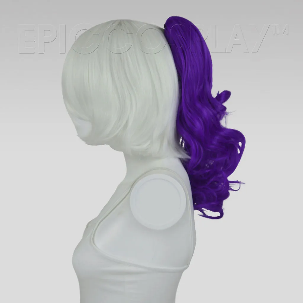 20" Lux Purple Wavy Curly Ponytail Clipon