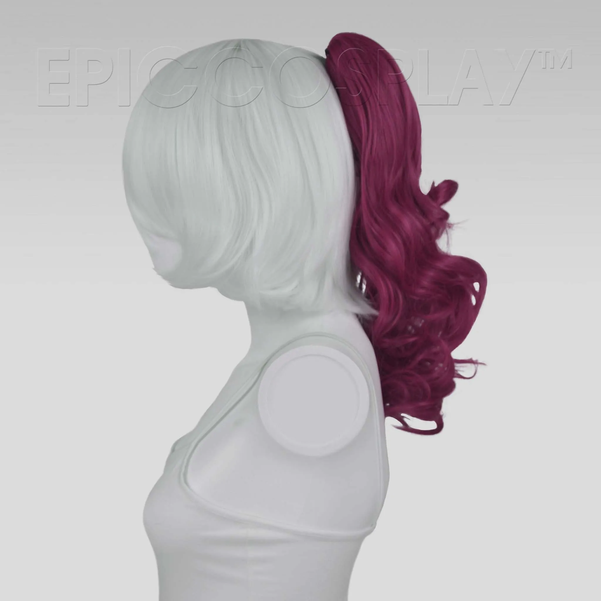 20" Raspberry Pink Mix Wavy Curly Ponytail Clipon