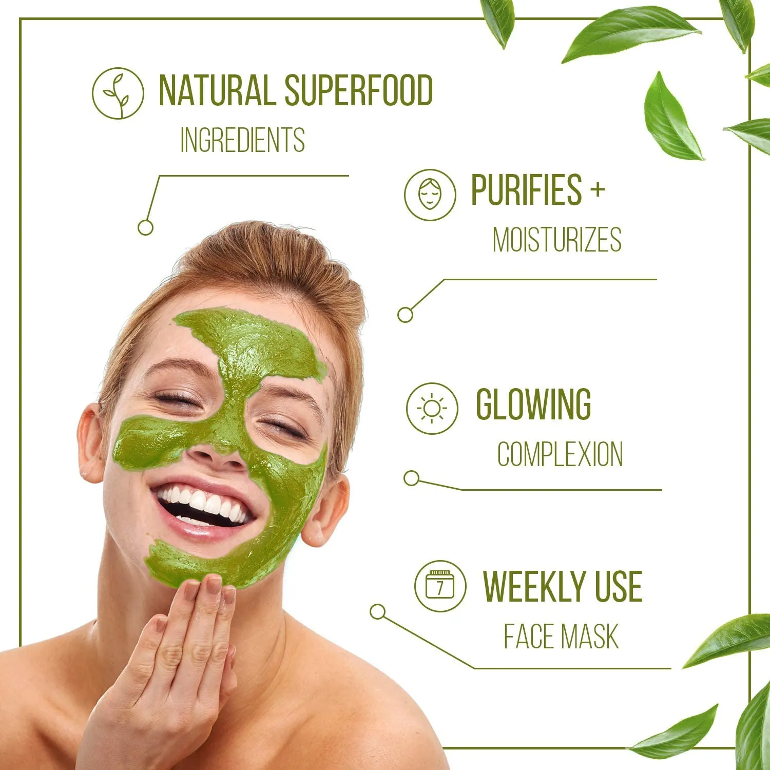 7th Heaven Superfood Clay Mask with Anti-oxidant Matcha and Moisturising Chia to Cleanse and Purify Skin - Ideal for All Skin Types