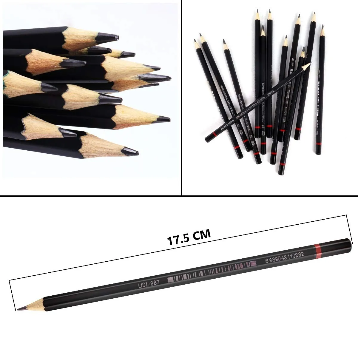 ABOUT SPACE Professional Shading & Drawing Pencils Set - (12 Lead Pencils) Assorted Gray-Black Sketching Pencils of 12 Shades for Artists, Students, Beginners - (B,2B,3B,4B,5B,6B,7B,8B,HB,H,2H & F)