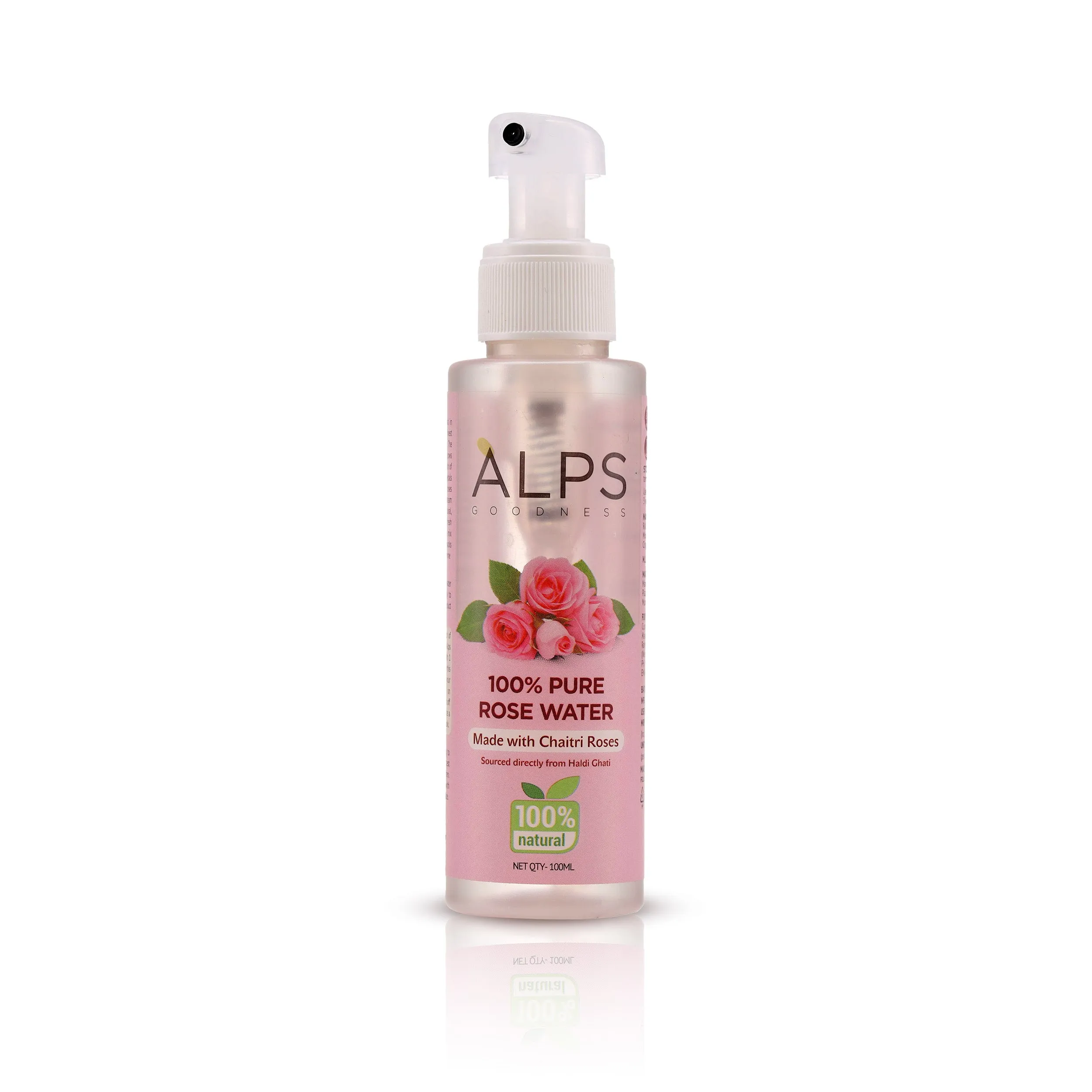 Alps Goodness 100 % Pure Rose Water Spray (100ml) | Long Press Mist Spray | Rose water for face | Made from Chaitri Rose | Gulab Jal | Natural skin toner | Premium Rose Water