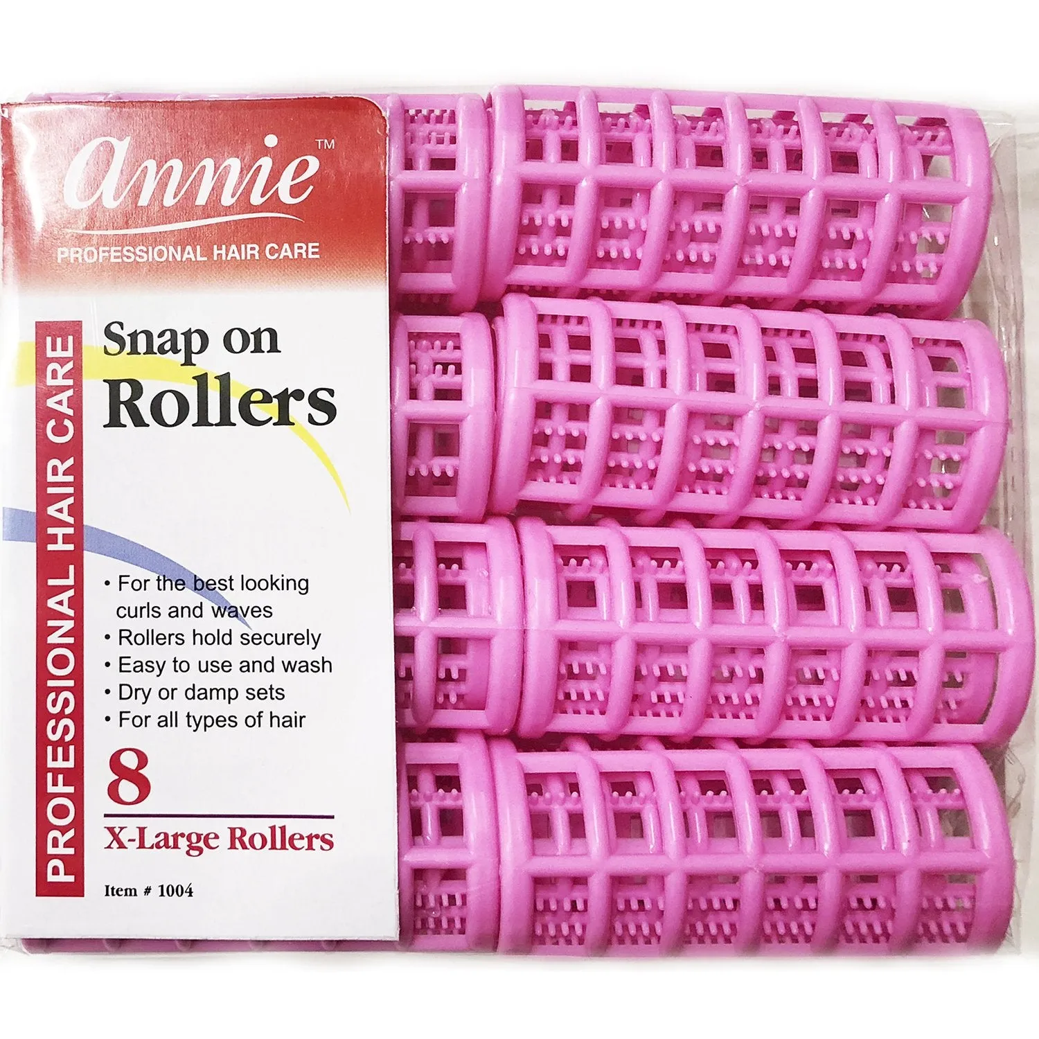 Annie Snap-On Rollers Size XL 8 Count Pink 1004