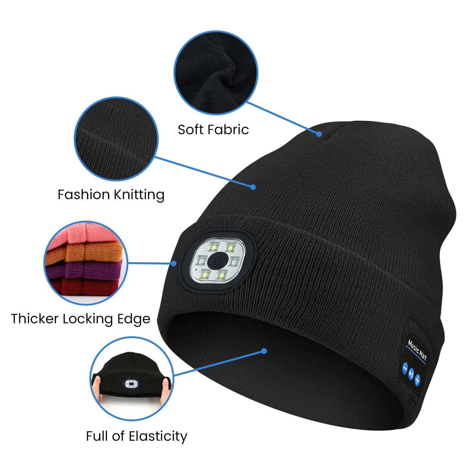 Bluetooth Music Led Beanie Hat with Light for Women Men Outdoor