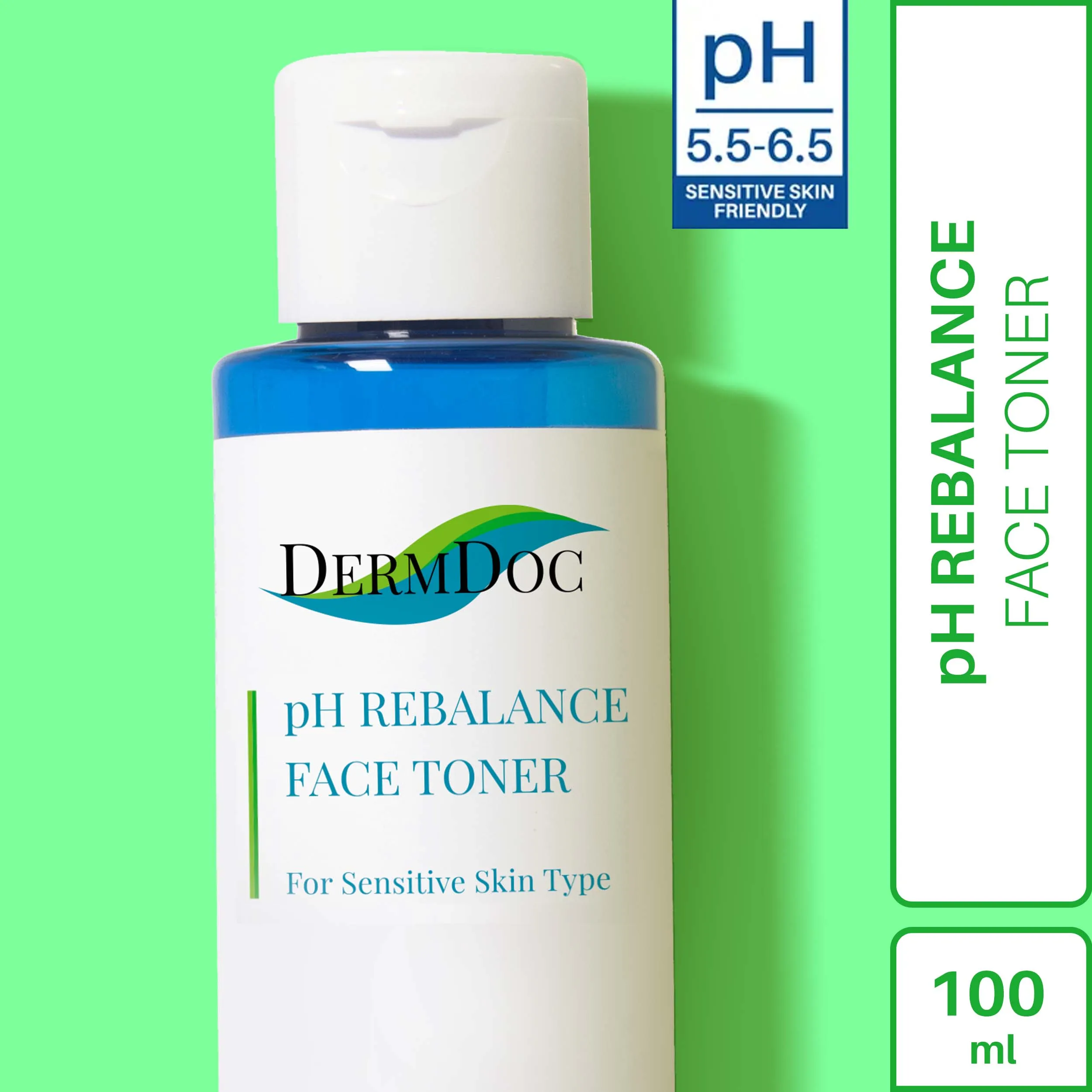 DermDoc pH Rebalance Face Toner (100 ml)|For Sensitive Skin|pH 5.5-6.5|Balances skins pH level, hydrates & soothes skin|Paraben Free, Alcohol free, Mineral Oil Free, Color Free, Sulfate Free, Cruelty Free