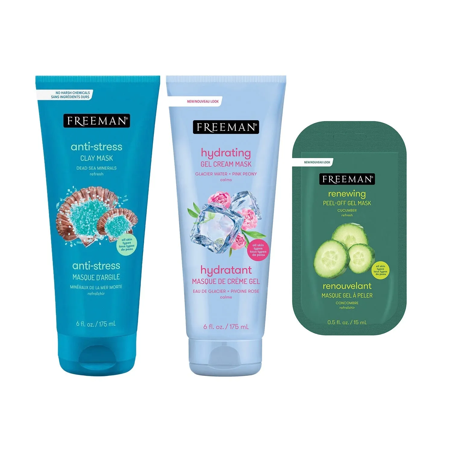 Freeman De Stress & Refresh Face Mask kit 3pcs