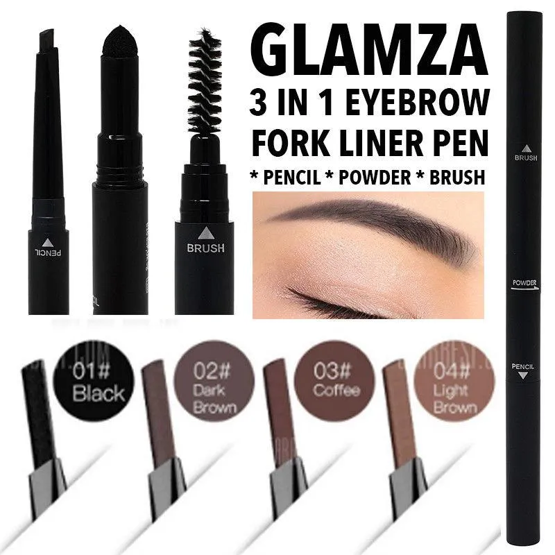 Glamza 3-in-1 Smooth Stereo Eyebrow Pen – Precision, Convenience, and Versatility