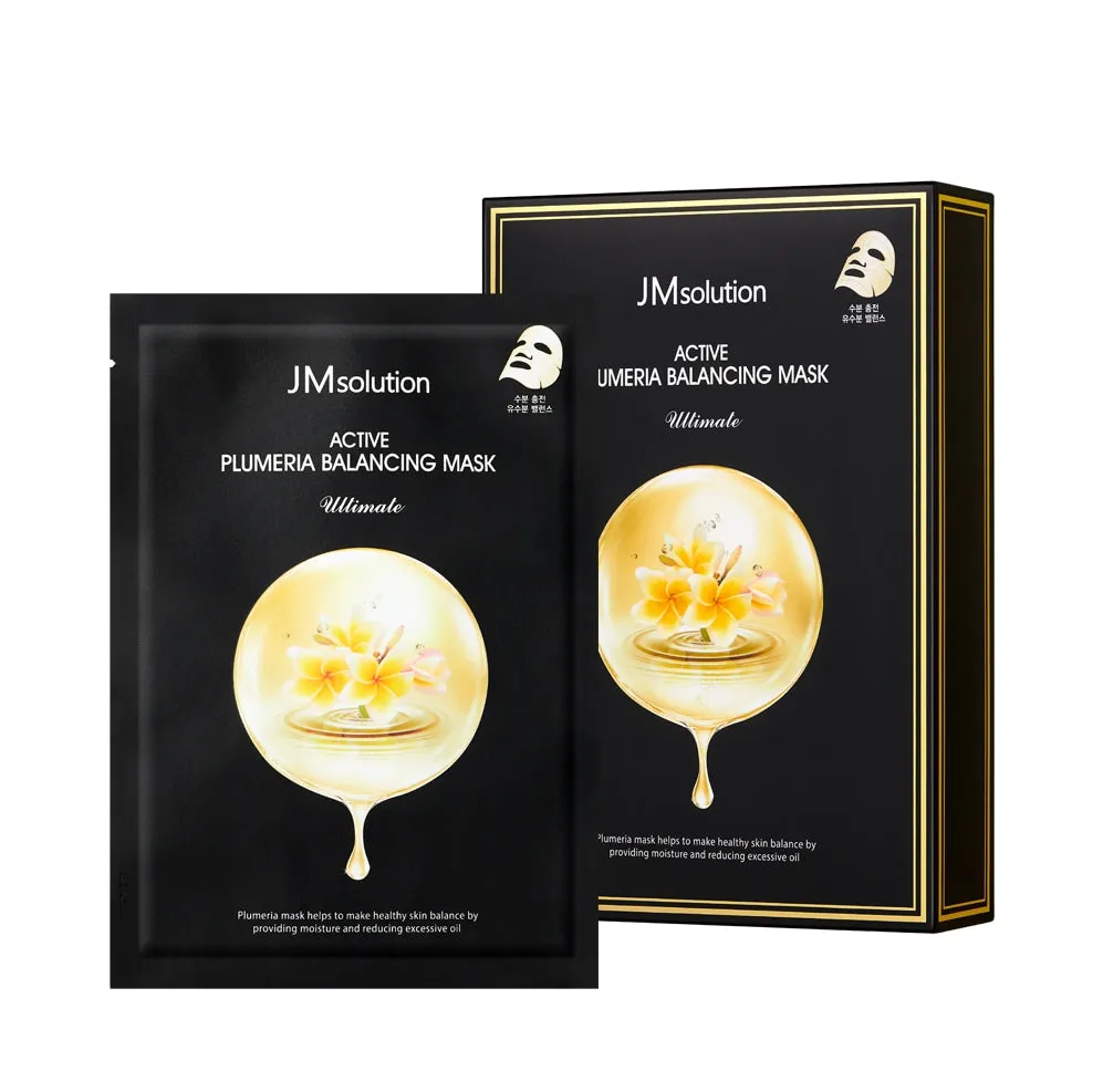 JM Solution Active Plumeria Balancing Masks Ultimate 10 Sheets Moisture Skincare Oil Water Balance Hyaluronic Acid Dead Skin Cells Elasticity Sebum