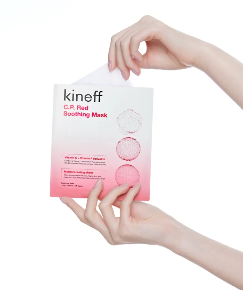 KINEFF C.P. Red Soothing Mask 5pcs Dry Dull Sensitive Skincare Moisture Hyaluronic Acid