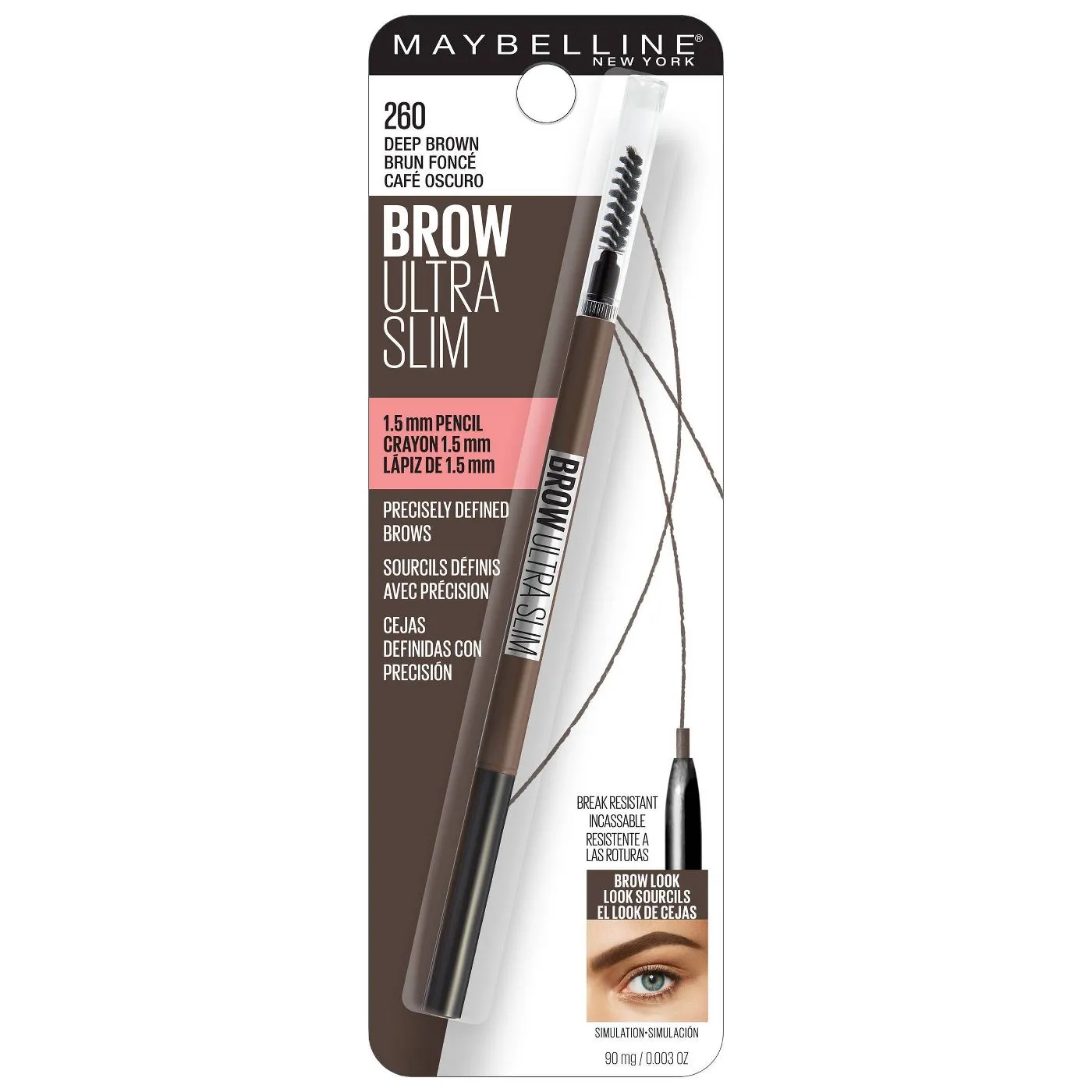 MAYBELLINE - Brow Ultra Slim Defining Eyebrow Pencil Deep Brown - 0.003 oz (90 mg)