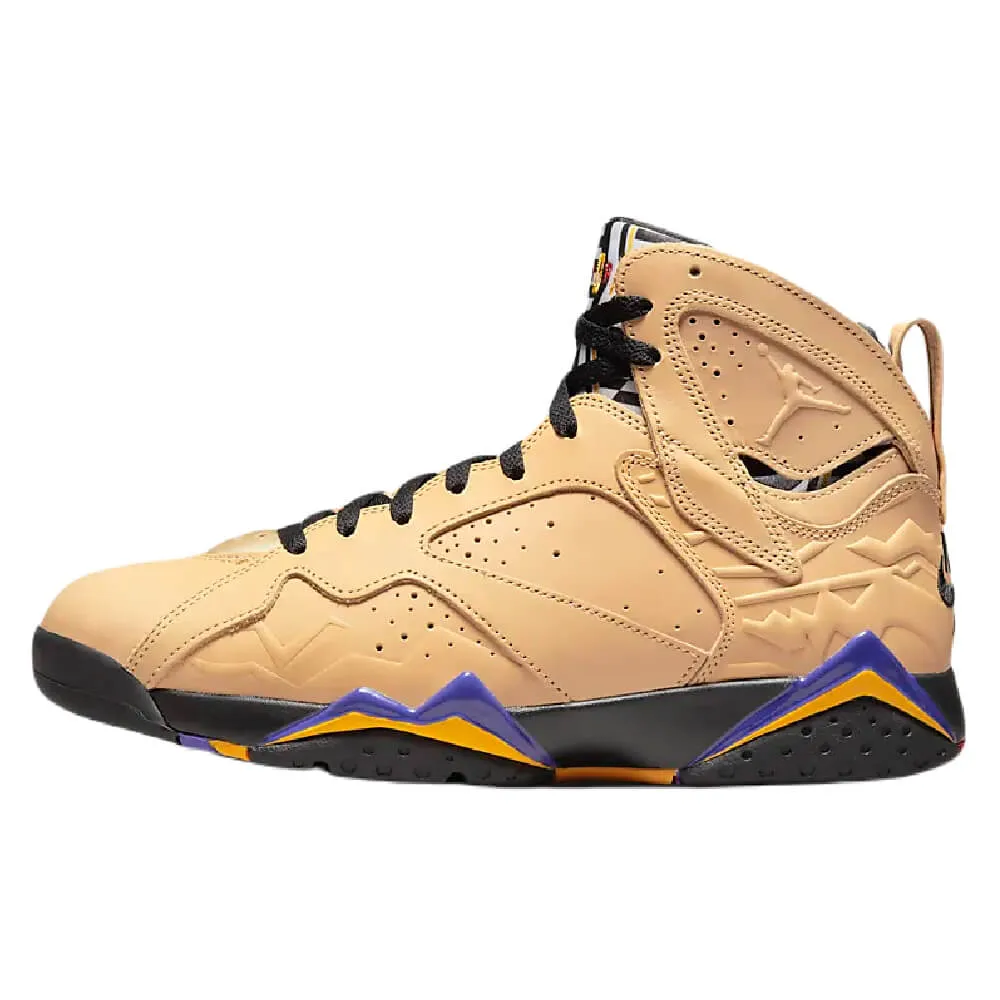 Nike Air Jordan 7 Retro SE Sneakers, Beige/Black/Purple