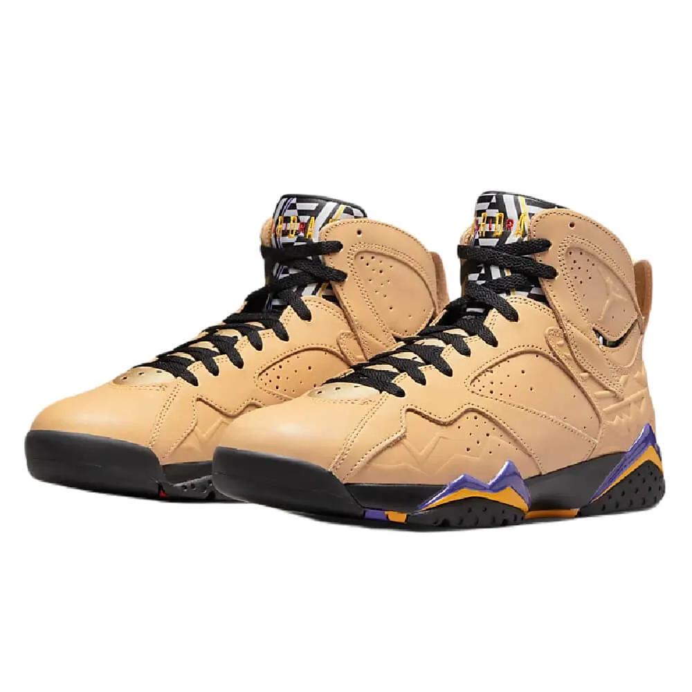 Nike Air Jordan 7 Retro SE Sneakers, Beige/Black/Purple