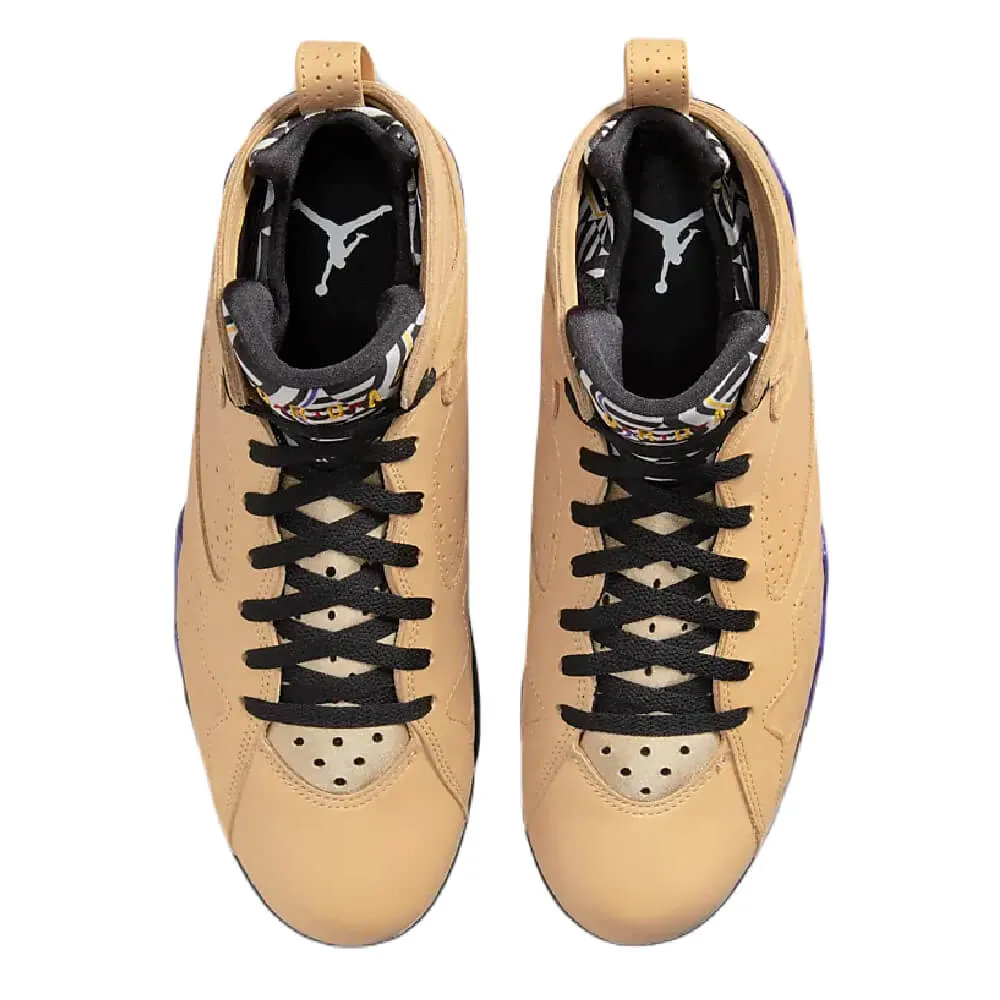 Nike Air Jordan 7 Retro SE Sneakers, Beige/Black/Purple